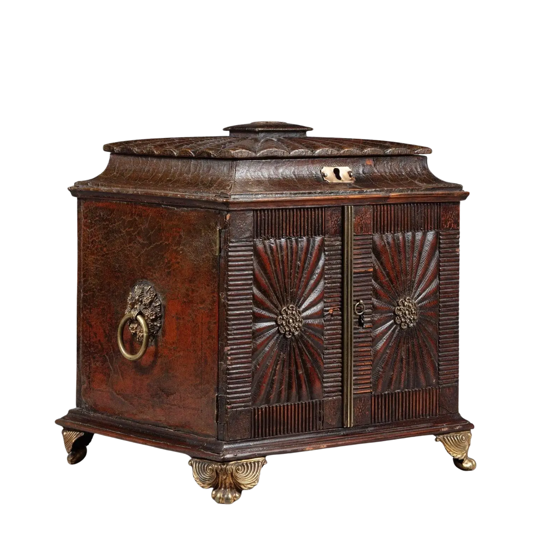 Regency leather Fitted Table Top Casket