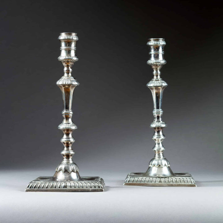 William Cafe George II Cast Silver Candlesticks