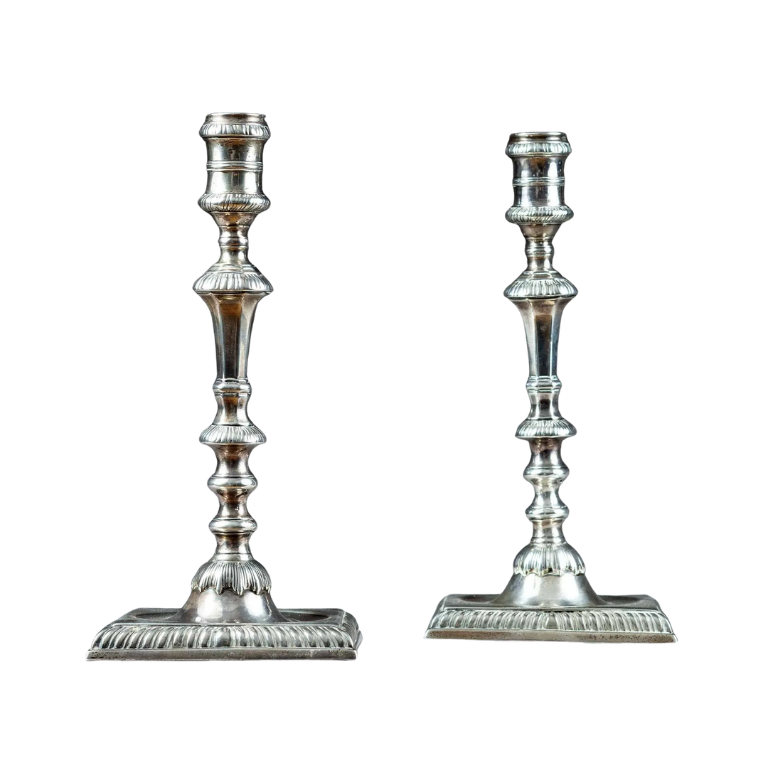 William Cafe George II Cast Silver Candlesticks