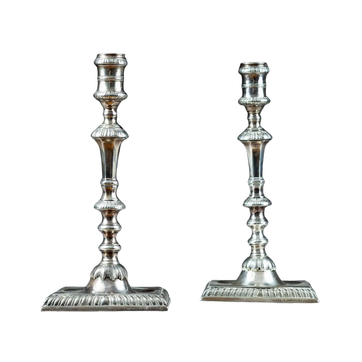 William Cafe George II Cast Silver Candlesticks