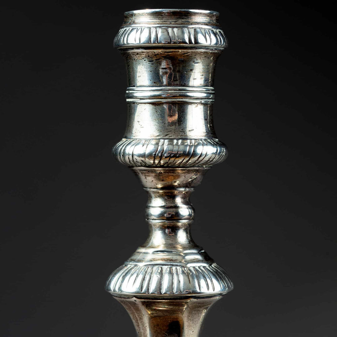 William Cafe George II Cast Silver Candlesticks