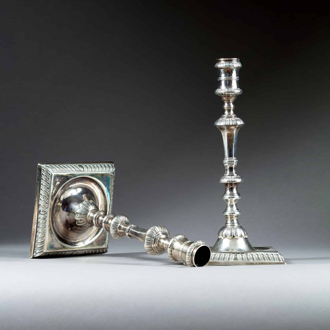 William Cafe George II Cast Silver Candlesticks