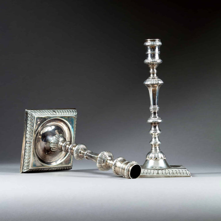 William Cafe George II Cast Silver Candlesticks