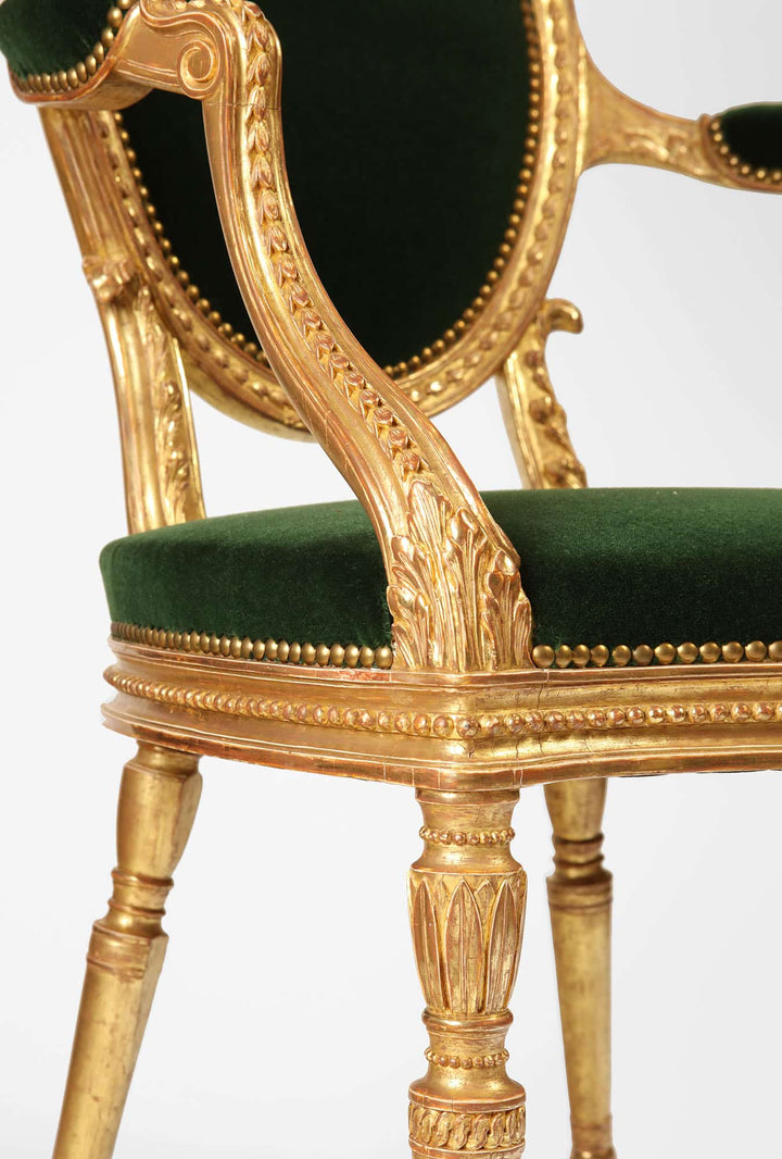 Pair of Giltwood George III armchairs attributed to John Linnell