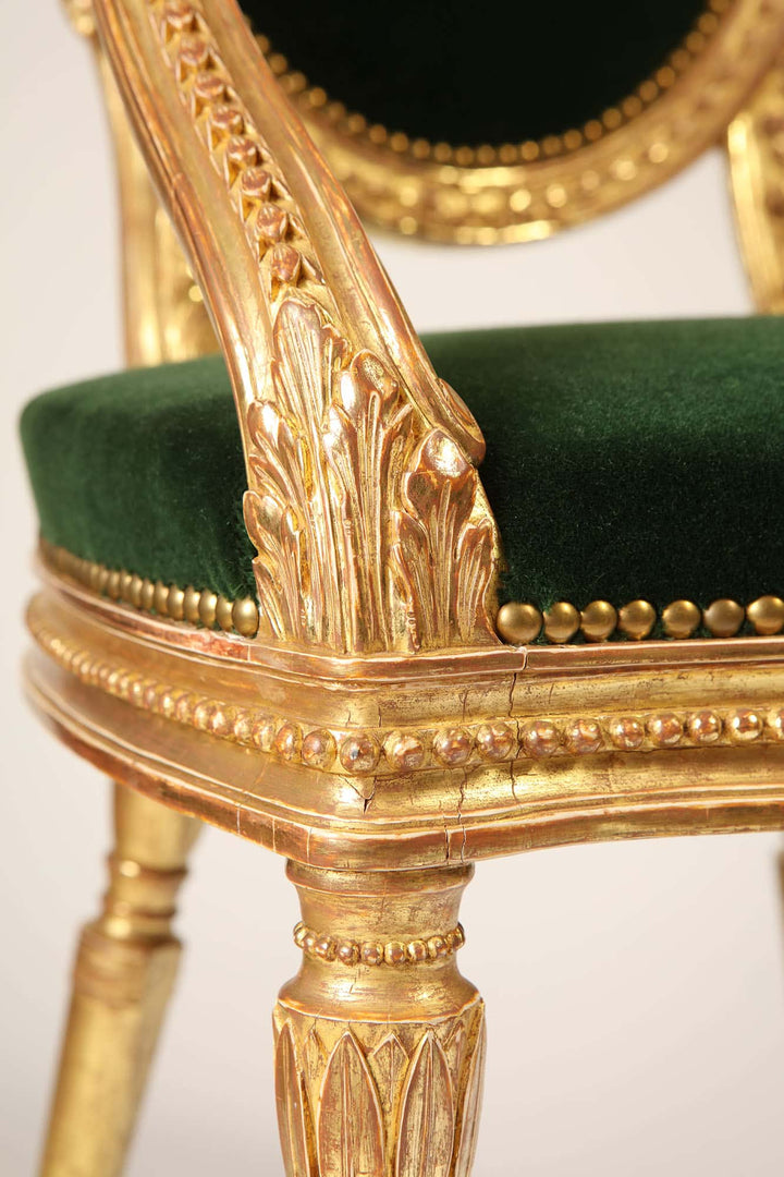 Pair of Giltwood George III armchairs attributed to John Linnell
