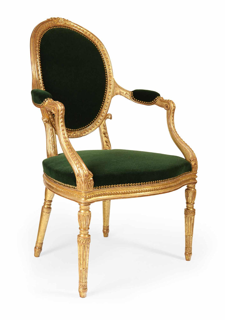 Pair of Giltwood George III armchairs attributed to John Linnell
