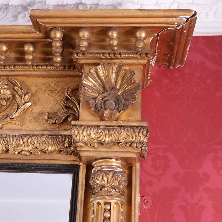 Overmantel Mirror from Embley Park with intricate giltwood frame and classical decorative details, circa 1880.