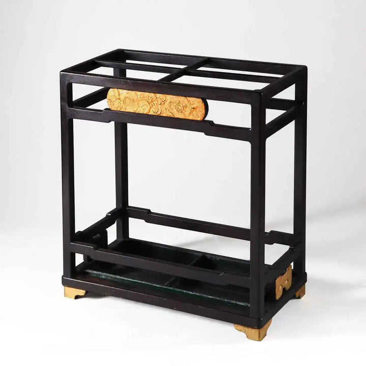 A Black Japanned and Gilt Viennese Umbrella Stand