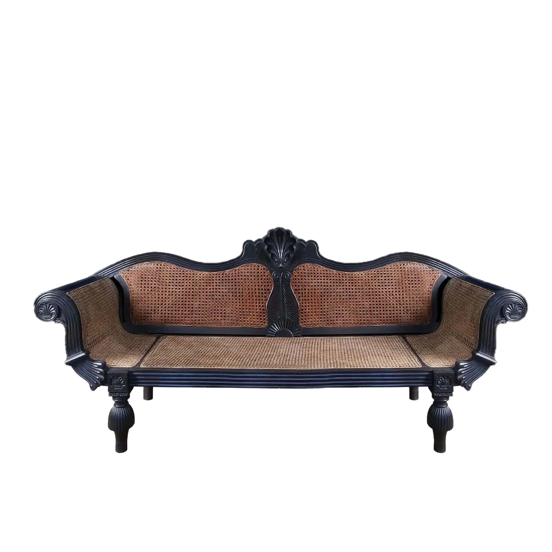19th Century Ceylonese Solid Ebony Sofa