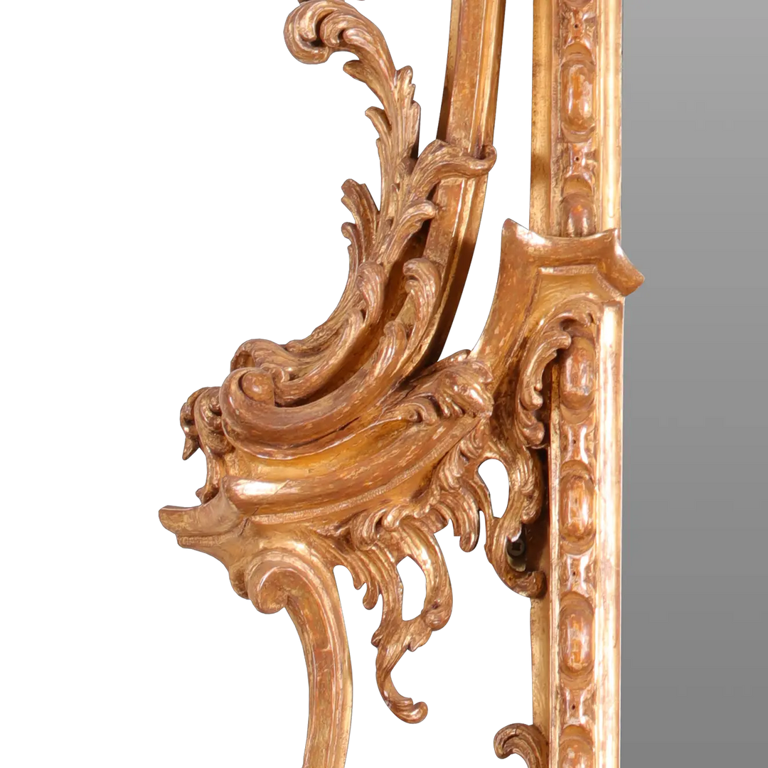 George II Giltwood Pier Mirror with mid-18th century rococo carved giltwood frame detailing