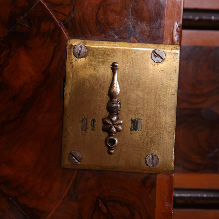 William and Mary Laburnum Oyster Secretaire Cabinet on Stand