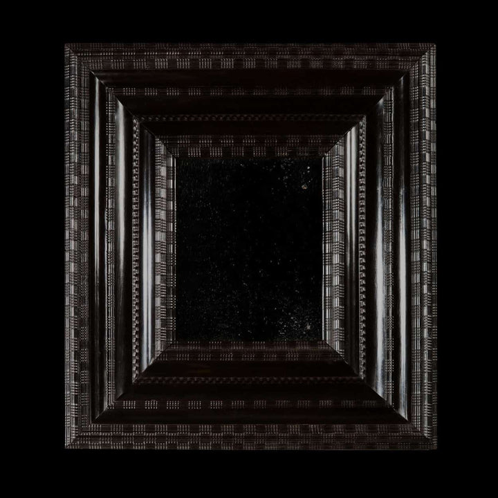 Chequerboard Ripple Moulded Mirror - Dutch Ebonised with detailed ripple frame and deep black finish, 90x84cm.