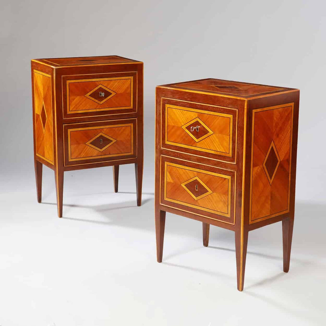 Pair of Italian Parquetry Bedside Cabinets