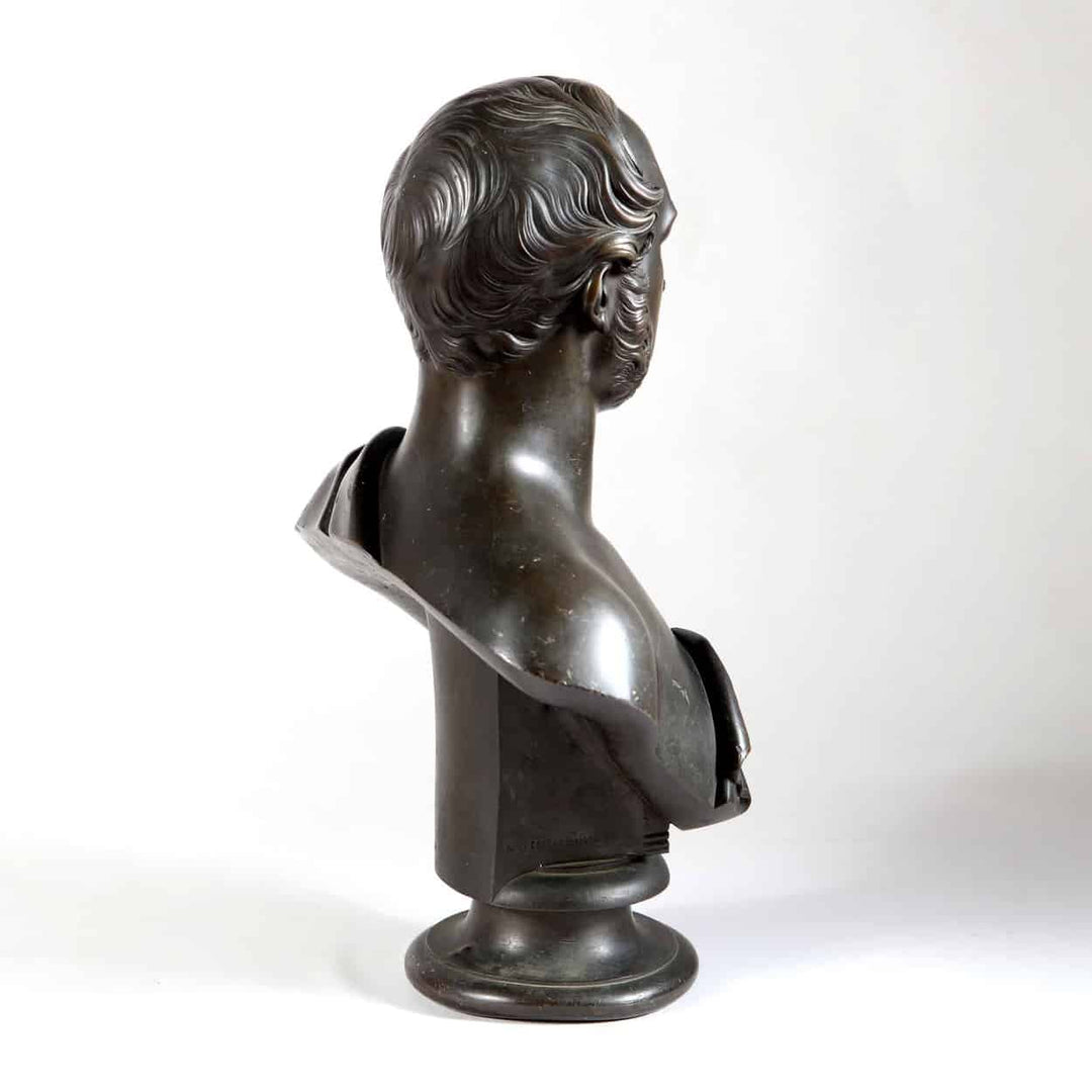 William Theed III bronze portrait bust of Prince Albert the Prince Consort, England circa 1864, side view.