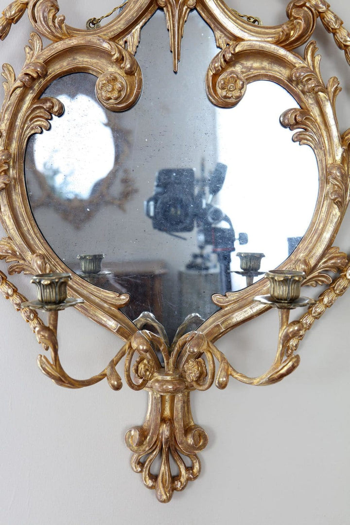 A fine pair of giltwood girandoles, English, 19th Century, in the manner of William France