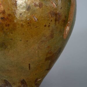 Large Green Glazed jar now mounted as a Table Lamp, antique Portuguese ceramic with green and brown glaze, circa 1800.