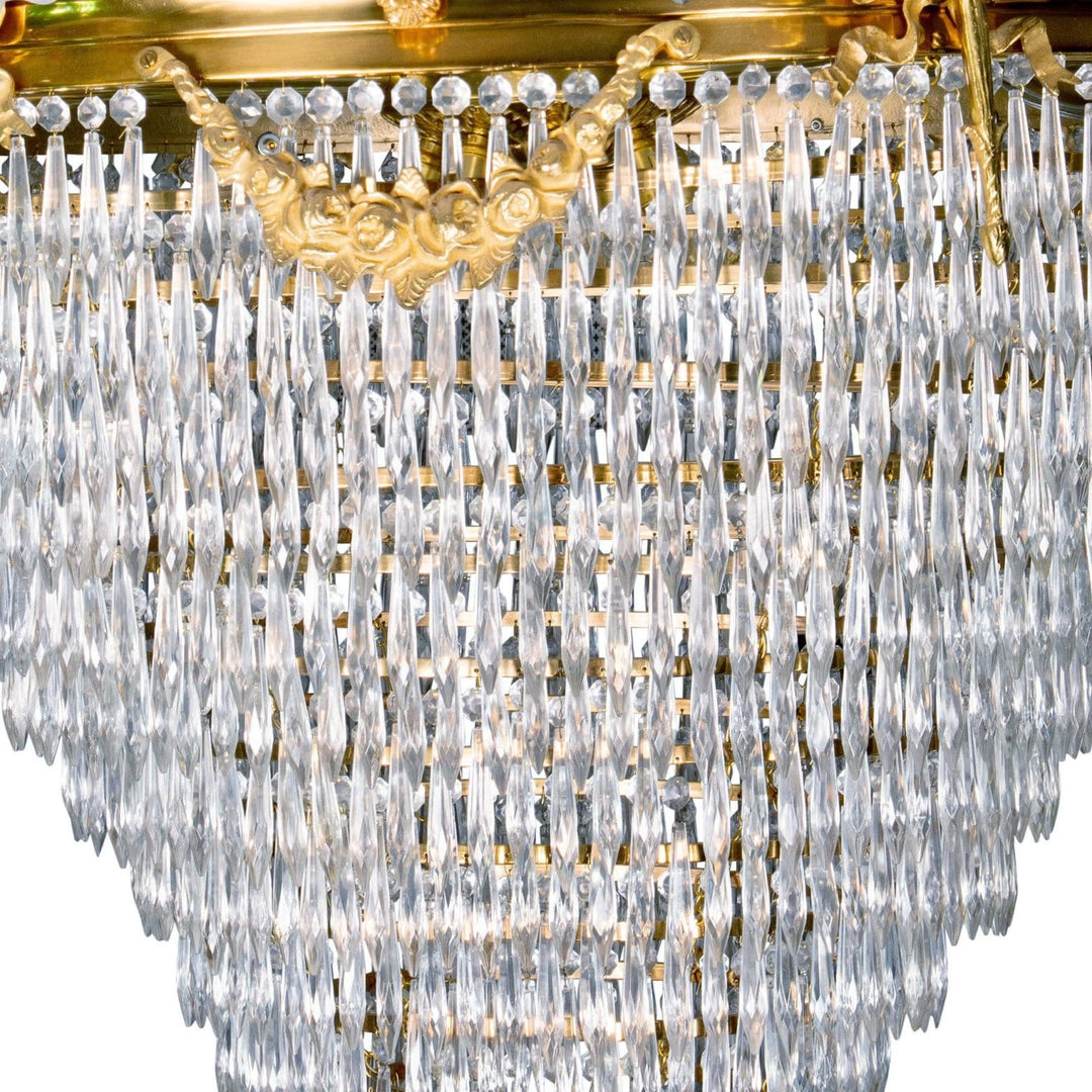 Antique 19th Century French Large Cut Glass Chandelier
