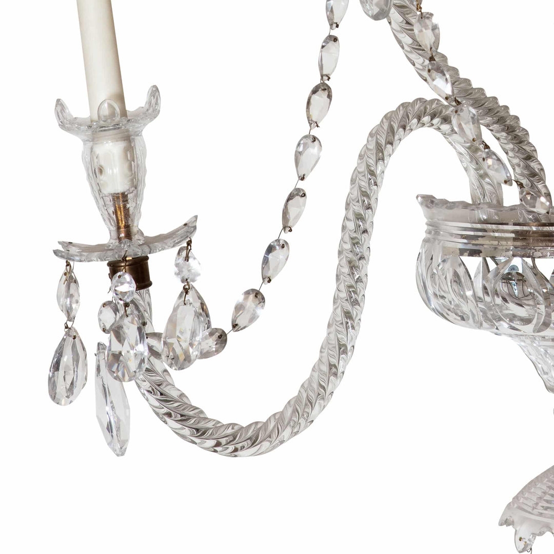 Set of 8 Palatial 19th Century Cut Glass Five Light Wall Lights Attributed to Osler