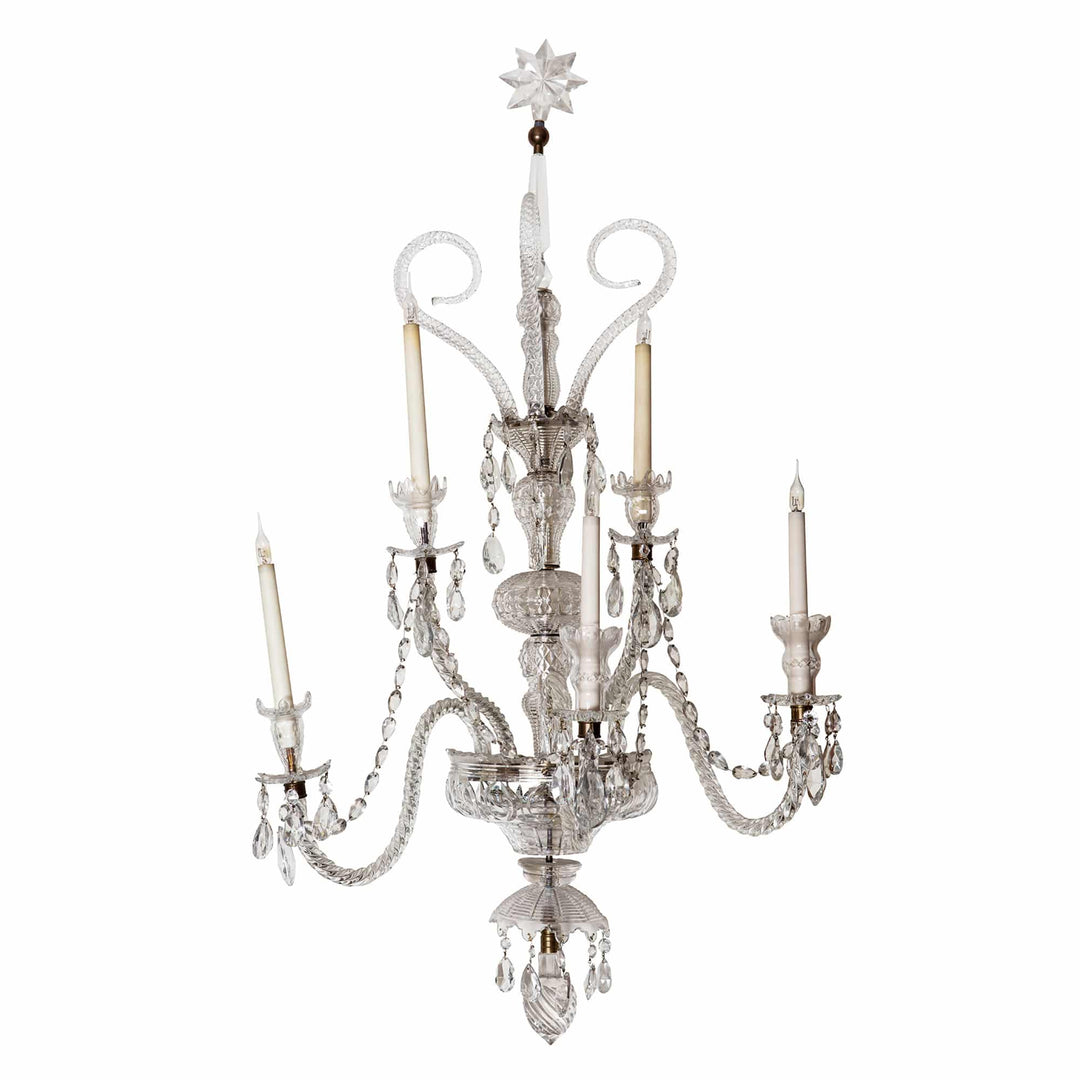 Set of 8 Palatial 19th Century Cut Glass Five Light Wall Lights Attributed to Osler