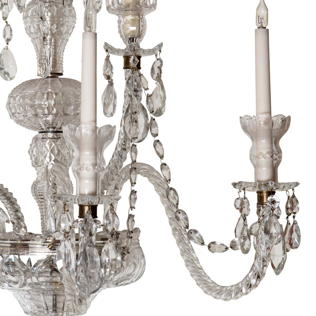 Set of 8 Palatial 19th Century Cut Glass Five Light Wall Lights Attributed to Osler