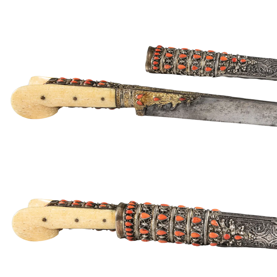 Balkan Coral Encrusted Silver Yatagan | 19th Century