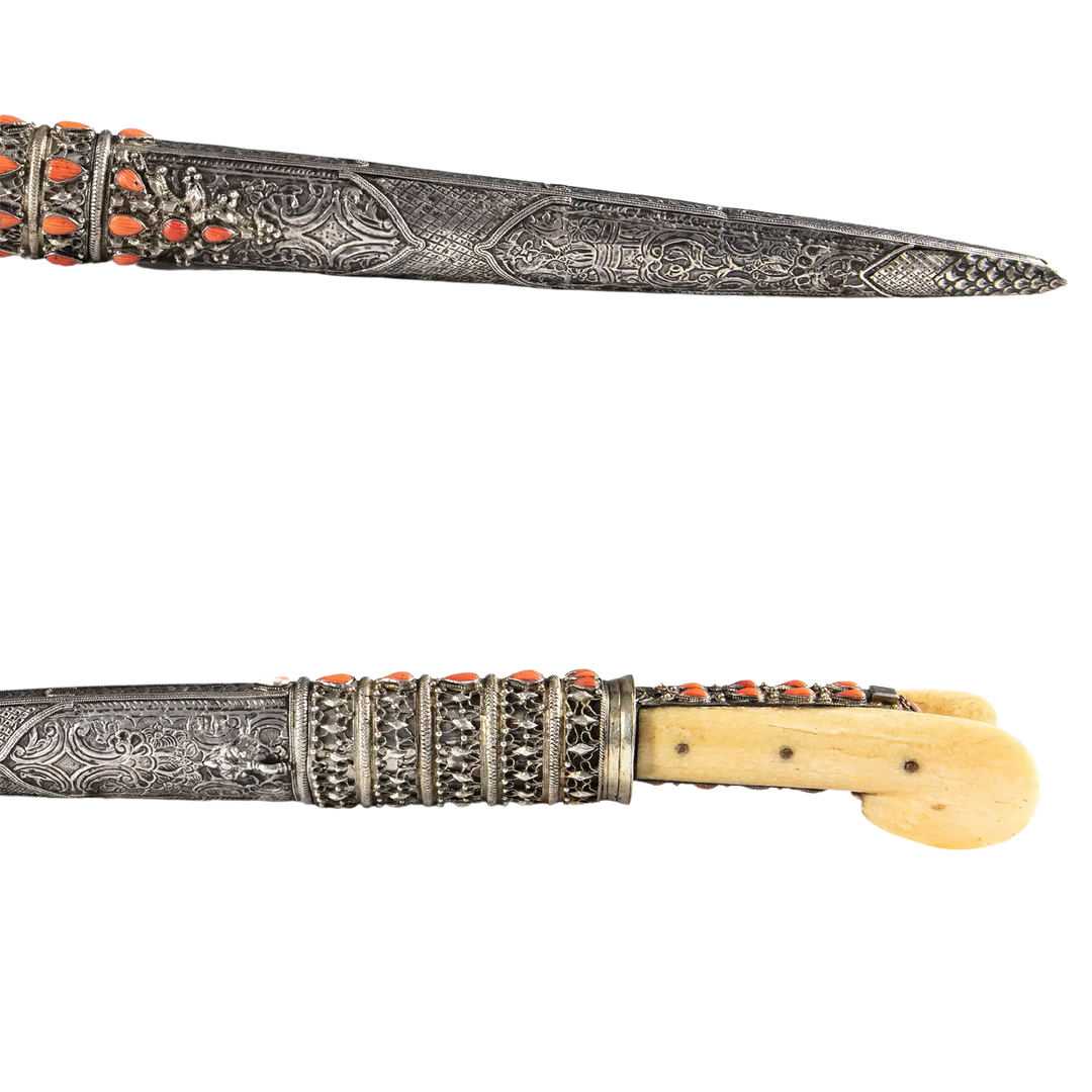 Balkan Coral Encrusted Silver Yatagan | 19th Century