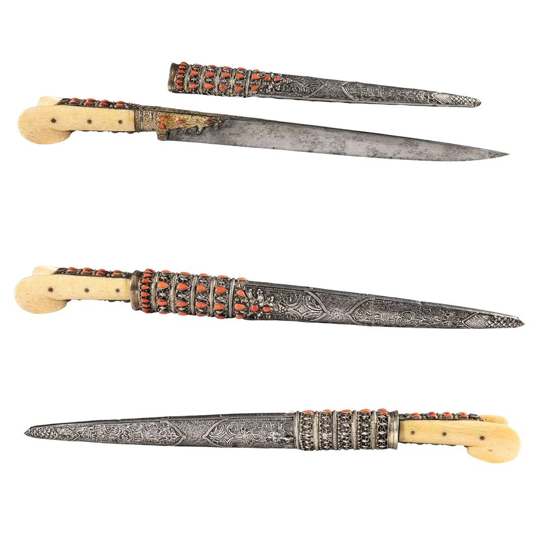 Balkan Coral Encrusted Silver Yatagan | 19th Century