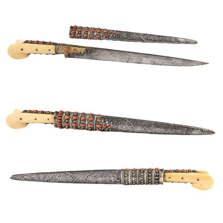 Balkan Coral Encrusted Silver Yatagan | 19th Century