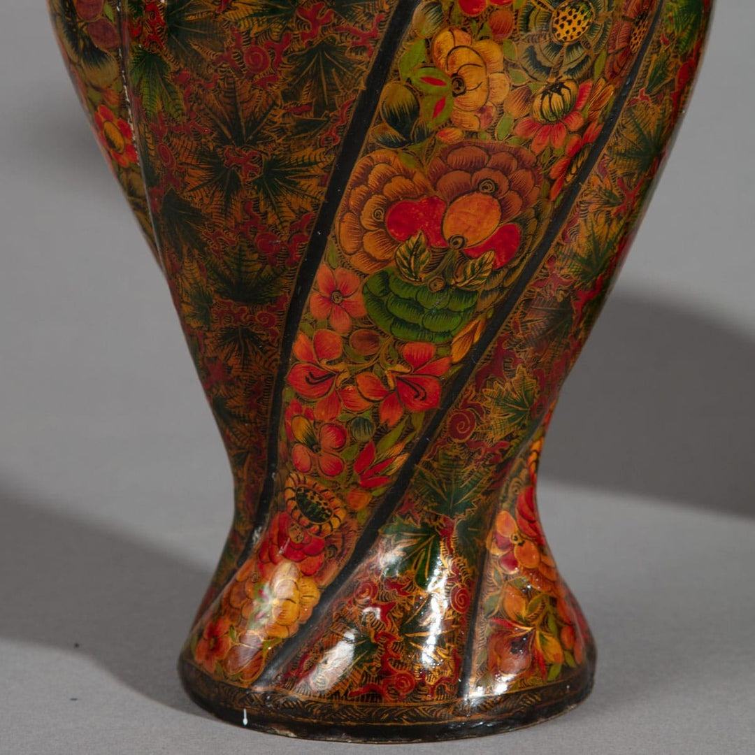 Pair of 20th Century Kashmiri Spiral Polychrome Vases as Table Lamps