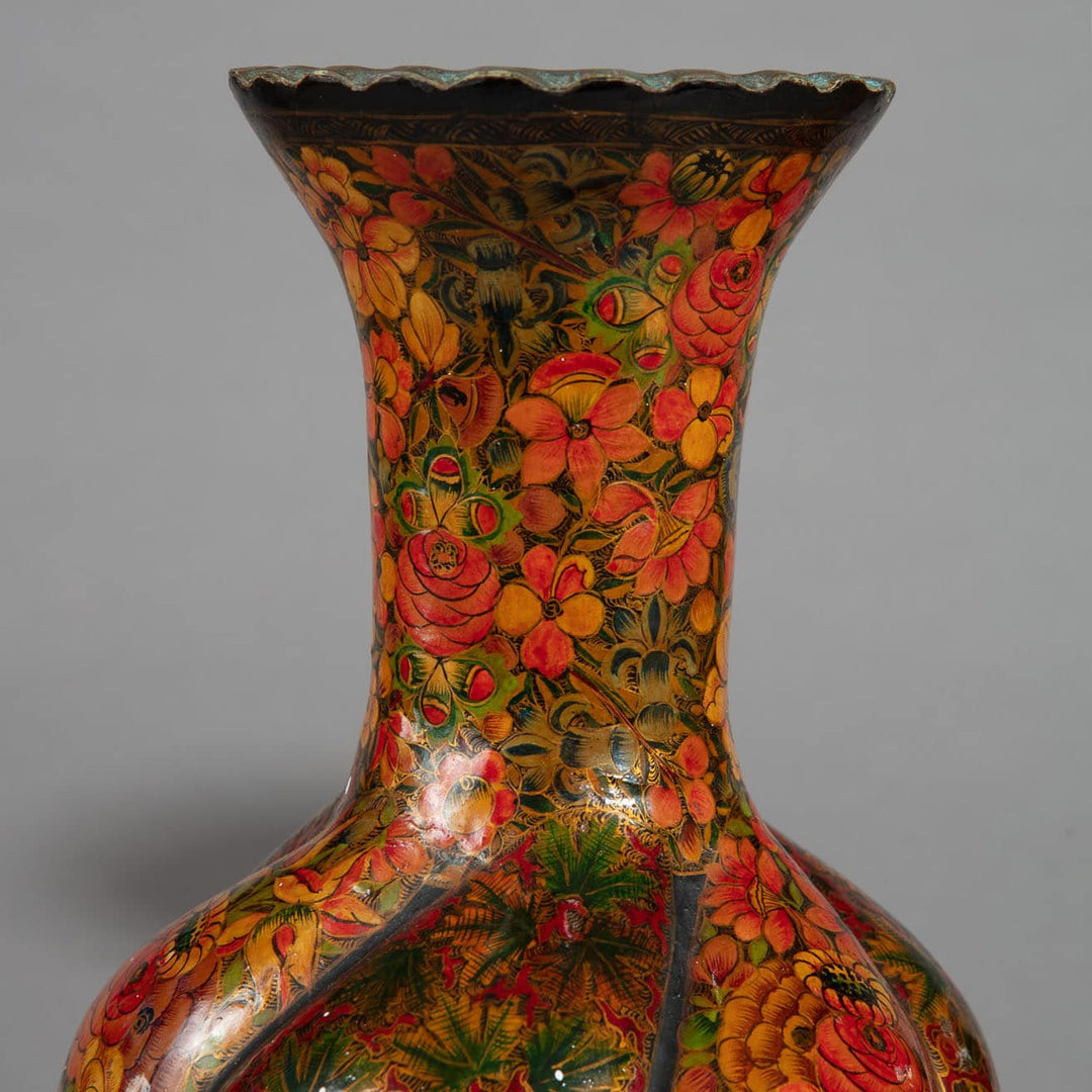 Pair of 20th Century Kashmiri Spiral Polychrome Vases as Table Lamps