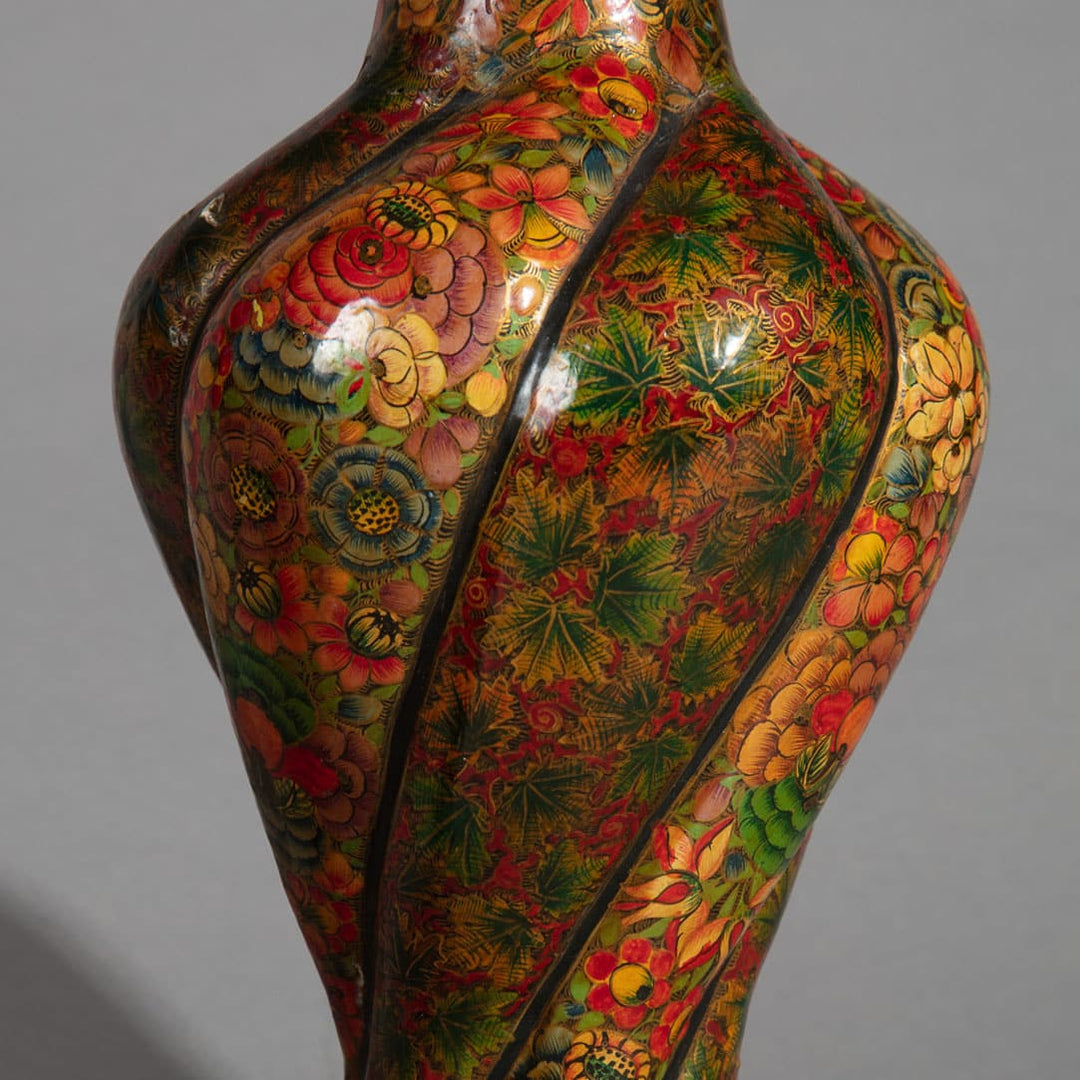 Pair of 20th Century Kashmiri Spiral Polychrome Vases as Table Lamps