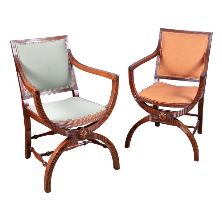 Regency Mahogany X Frame Chairs – A Near Pair