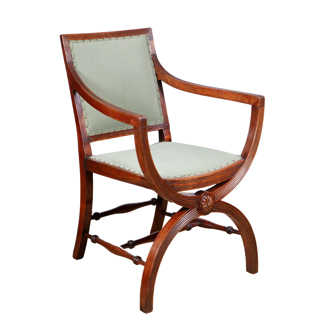 Regency Mahogany X Frame Chairs – A Near Pair
