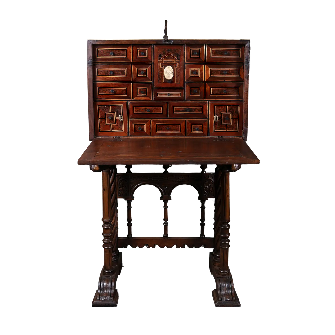 Spanish walnut Vargueno on stand | 17th Century