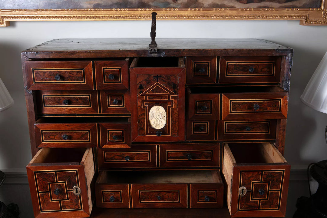 Spanish walnut Vargueno on stand | 17th Century