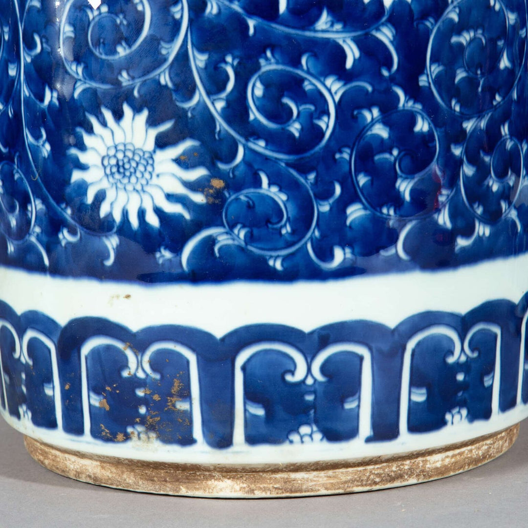 Pair of Chinese Blue and White Porcelain Ginger Jars as Lamps