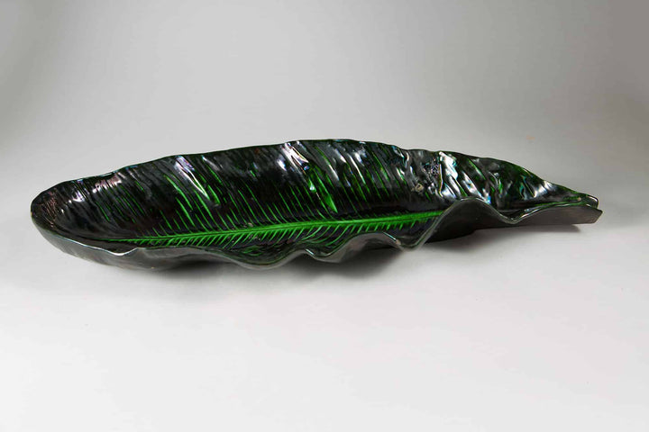 Vivid Green Lustrous Ceramic Banana Leaf