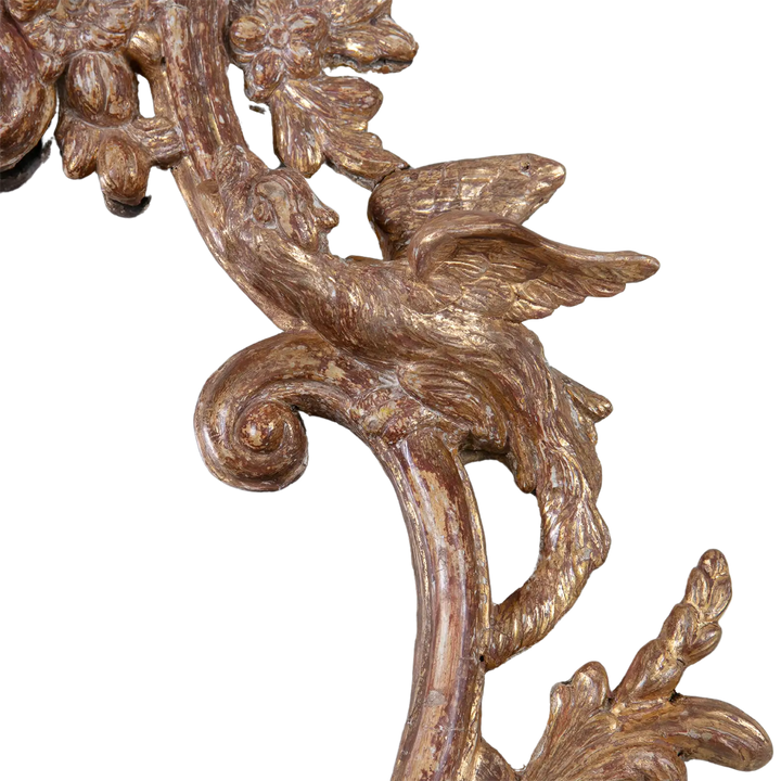 Pair of 18th Century Gilt Carton Pierre Wall Mirrors with rococo scrolls and mythical creatures detail, England circa 1755.