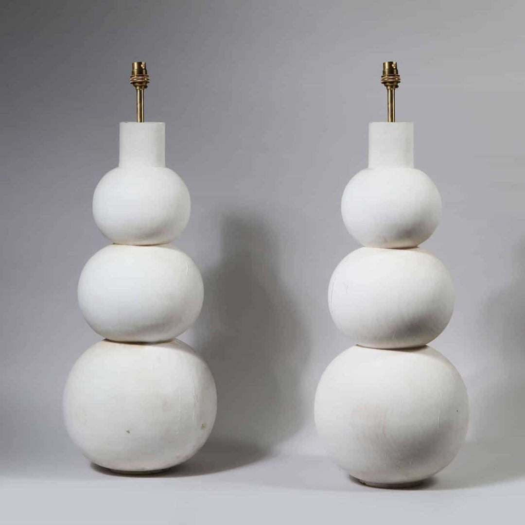 Pair of Tall Triple Gourd Turned Lamps