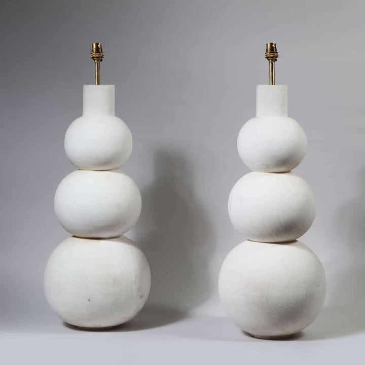 Pair of Tall Triple Gourd Turned Lamps