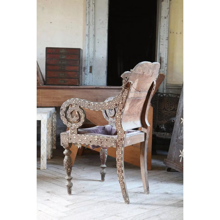 Hoshiarpur Bone Inlaid Armchair