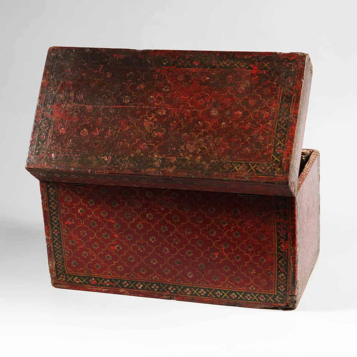 Decorative Red Lacquered Indian Wooden Box