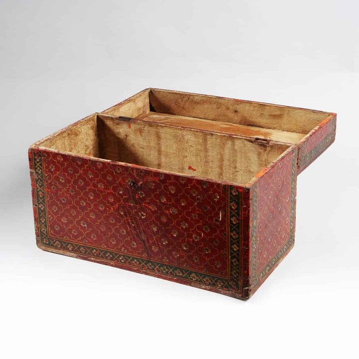 Decorative Red Lacquered Indian Wooden Box