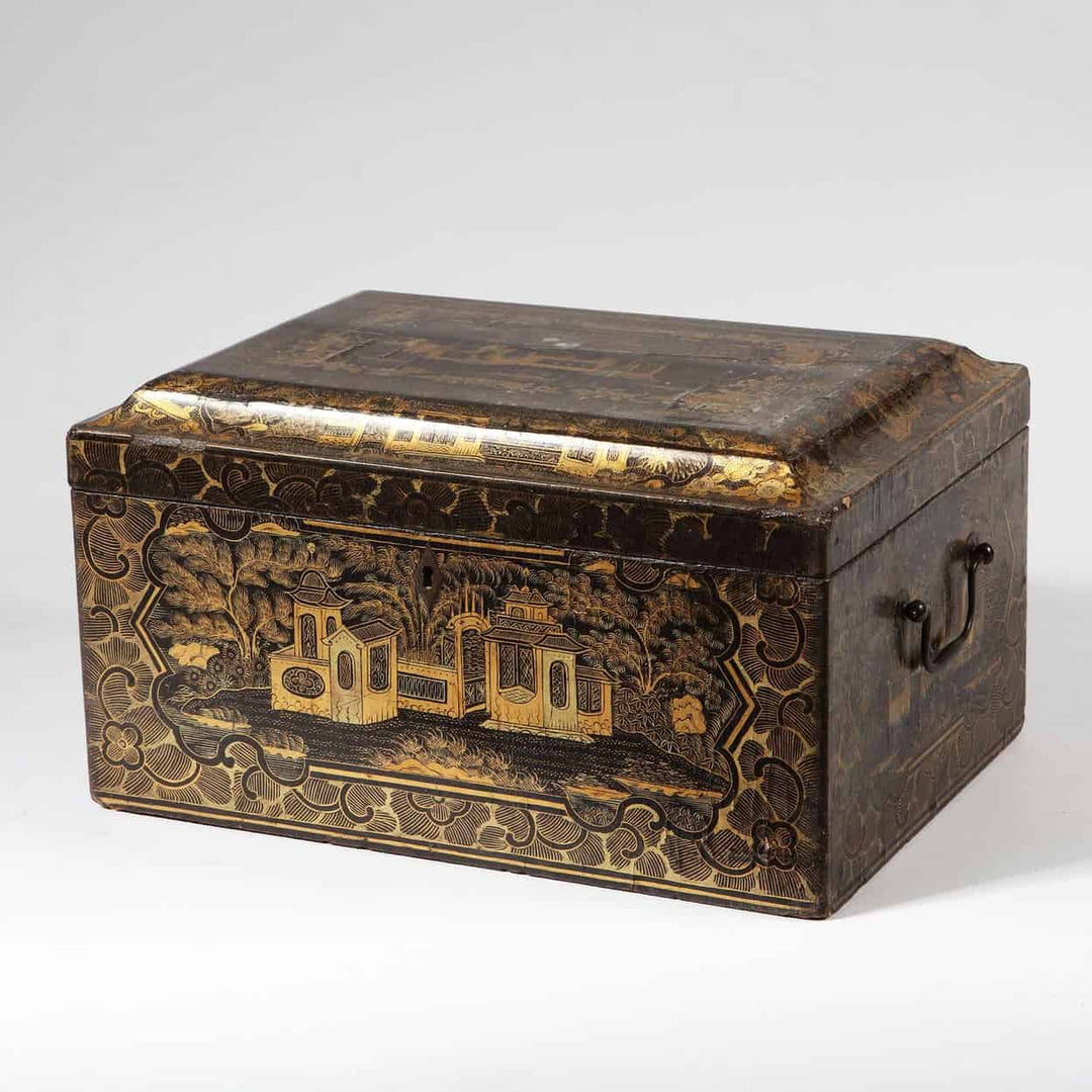 Chinese Export Black Lacquer Work Box