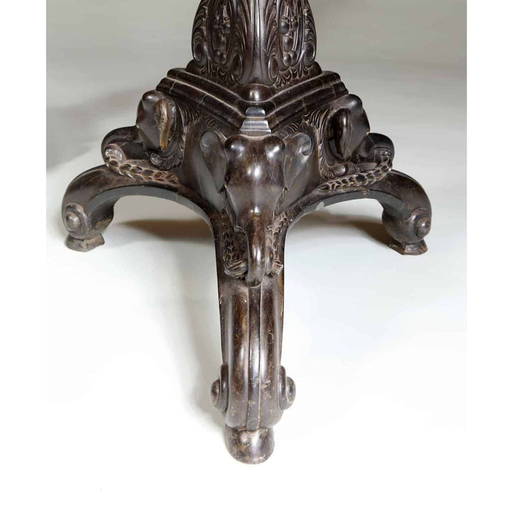 Pair of Solid Ebony Ceylonese Carved Candle Stands