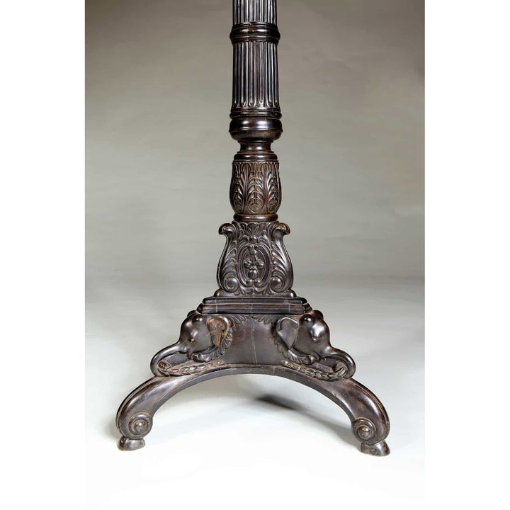 Pair of Solid Ebony Ceylonese Carved Candle Stands
