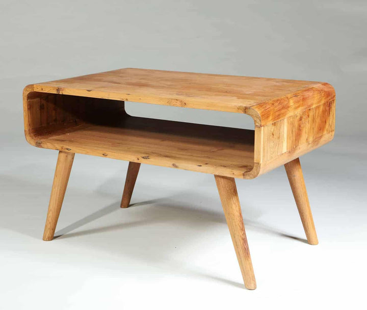 Pair of 20th Century Bedside Tables mid-century design wood finish open shelf and tapered legs circa 1970 France