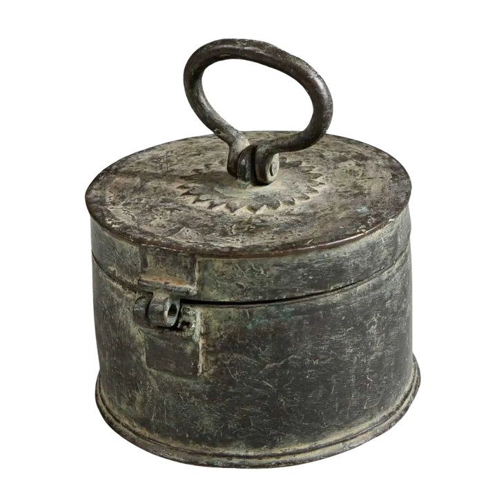 19th Century Indian Circular Bronze Box