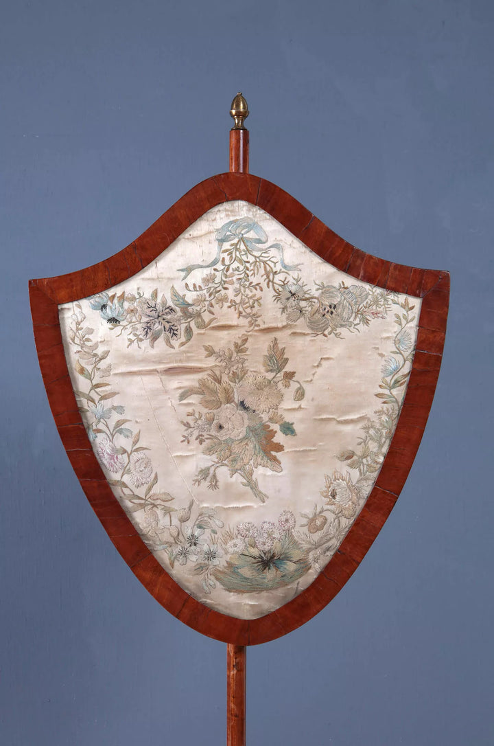 George III Sheraton Satinwood Pole Screen