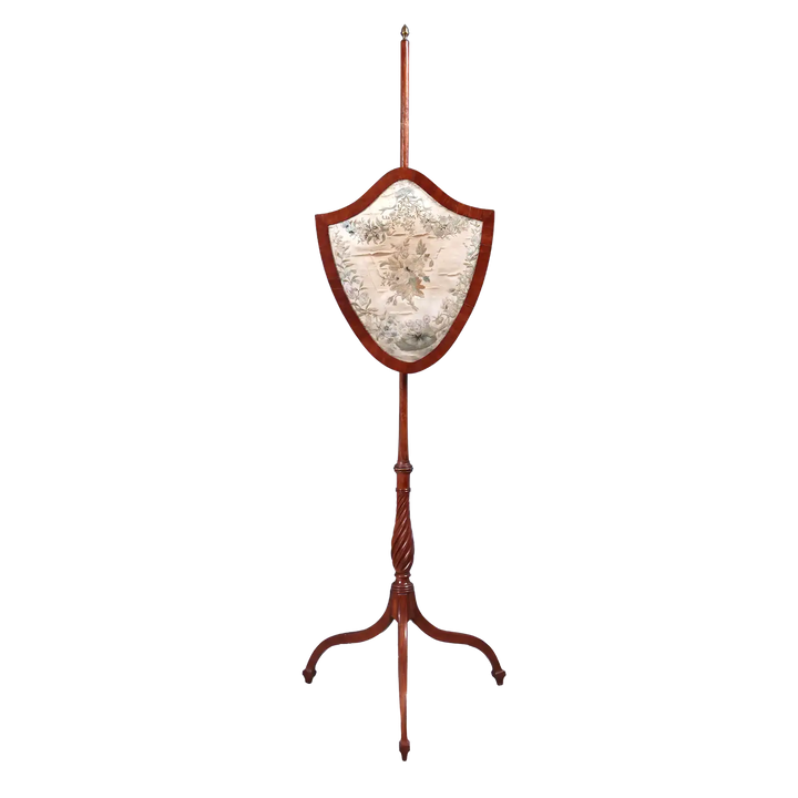 George III Sheraton Satinwood Pole Screen